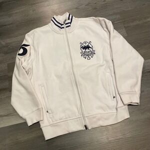 Polo Ralph Lauren Mens White Triple Pony Full Zip Track Jacket Crest vintage L